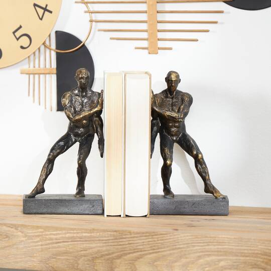 9.75" Modern Polystone Leaning Men Bookends, 2ct.